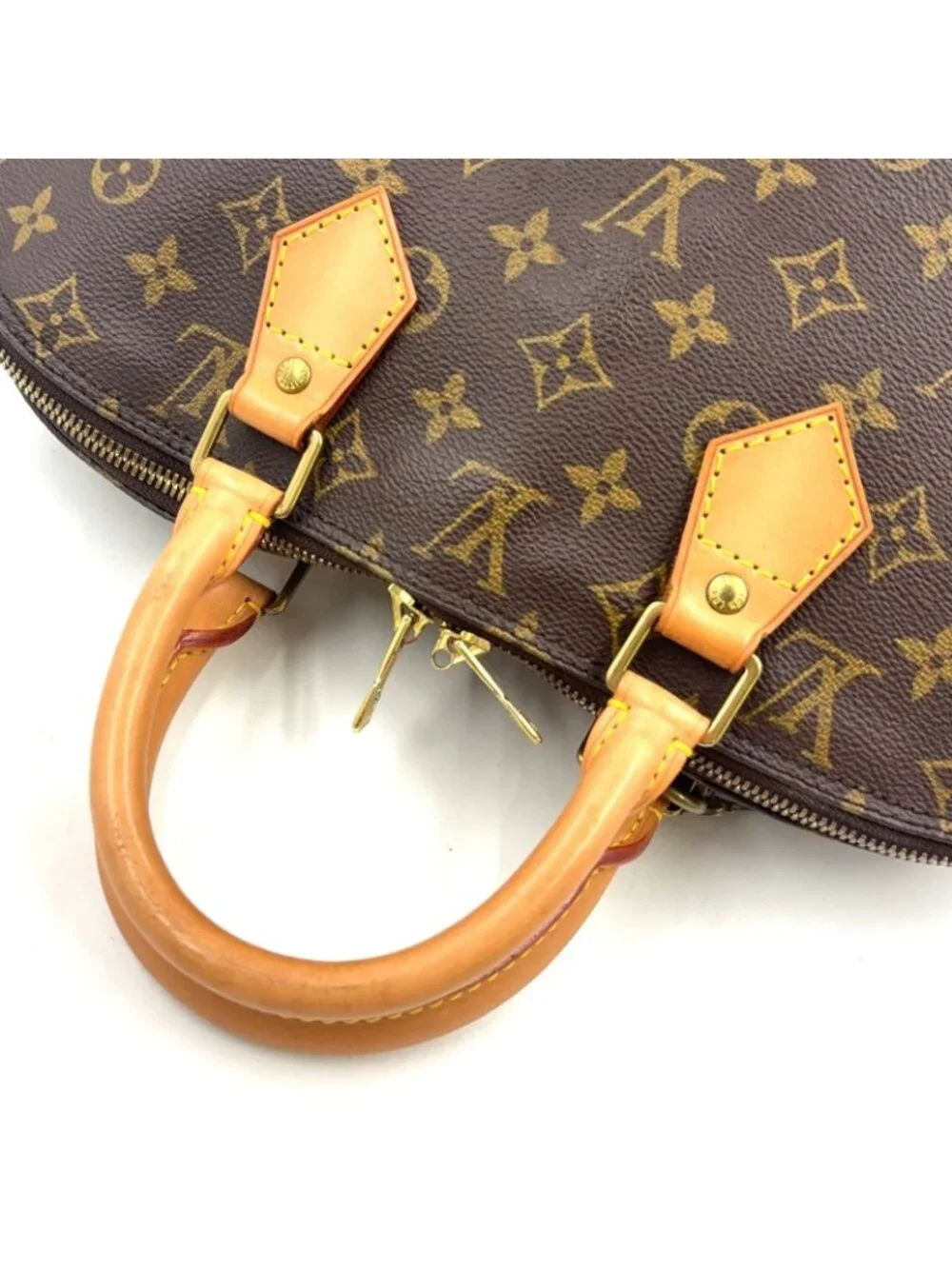 Louis Vuitton Alma PM Monogram Leather Brown Light Handbag Gold